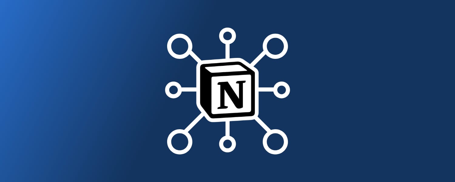 Notionのロゴを中心に、8つの連携ノードがハブ＆スポーク状に広がるネットワーク図（濃紺のグラデーション背景）