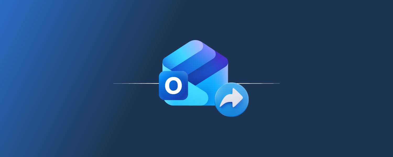 Outlook-E-Mail-Symbol mit einem Freigabepfeil-Glyph auf tiefblauem Verlauf, symbolisiert das Freigeben eines Outlook-Kalenders
