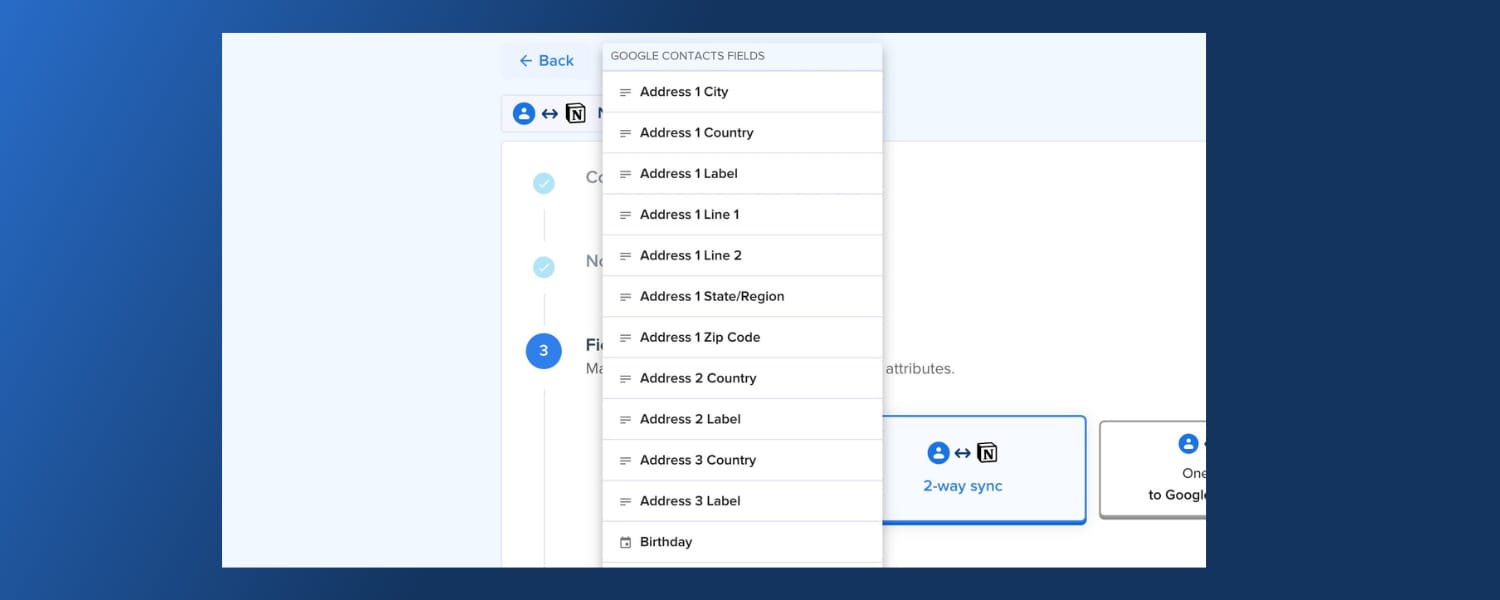 Google Contacts address fields and labels