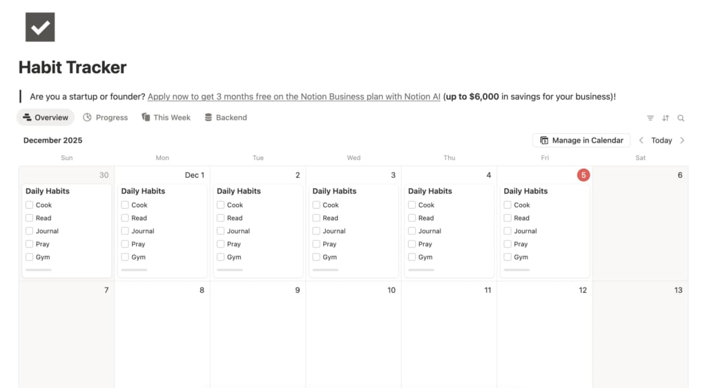 desbyseb의 노션 습관 트래커 템플릿 스크린샷