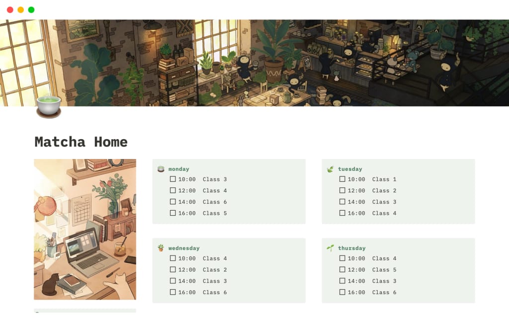 미학적 말차 학생 플래너 템플릿 스크린샷