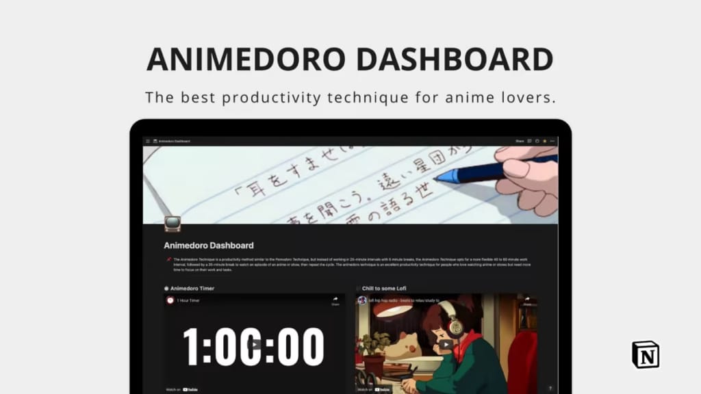 Animedoro Dashboard 템플릿 스크린샷