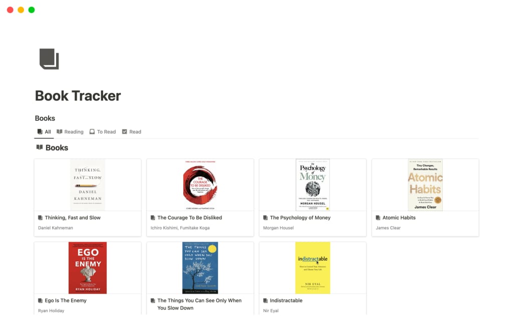 도서 추적기 템플릿 스크린샷