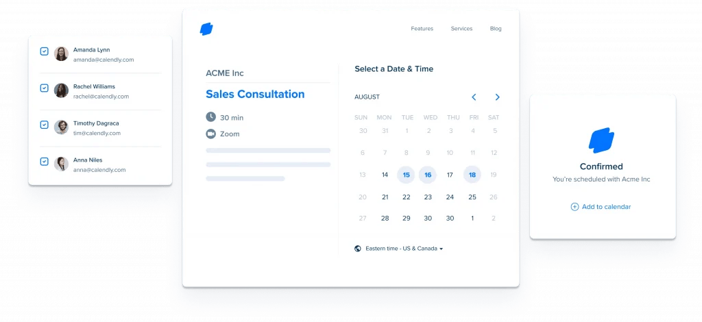 Captura de tela do Calendly