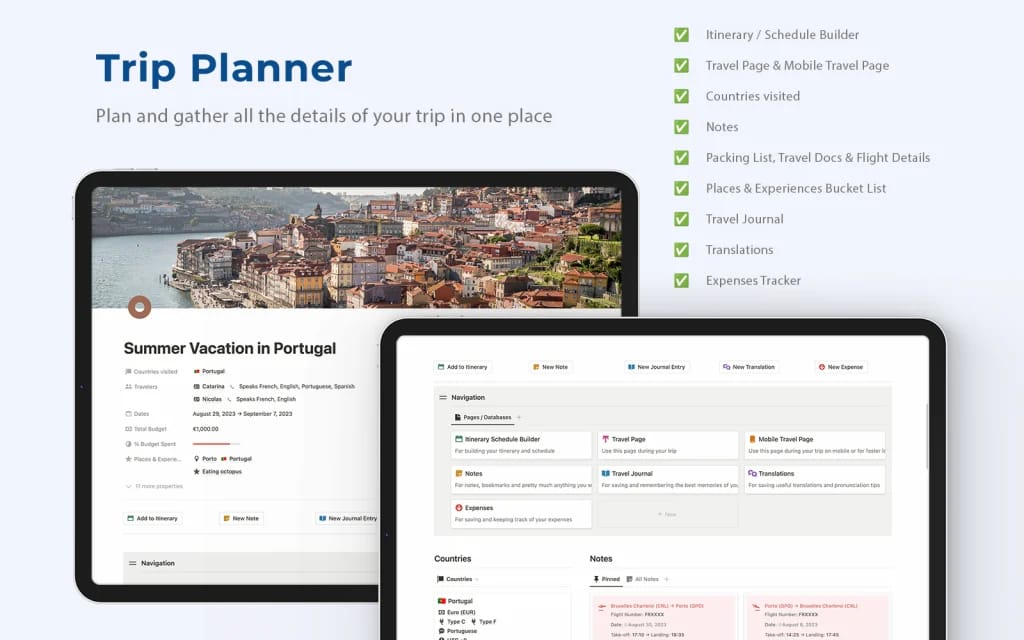 Explorer Travel Planner 템플릿 스크린샷