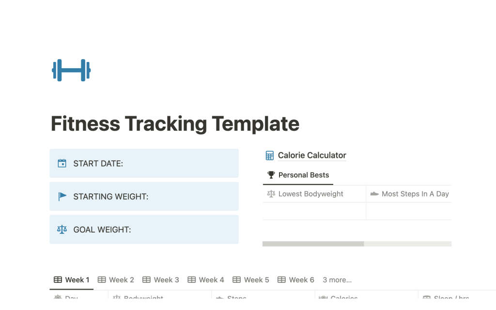 Fitness Tracking Template 스크린샷
