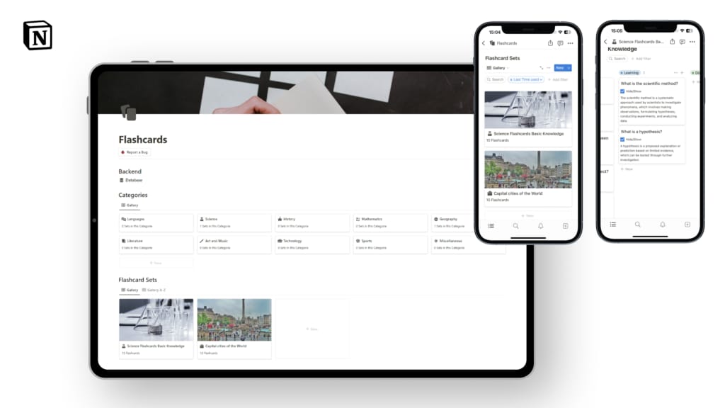 フラッシュカードテンプレートのスクリーンショット