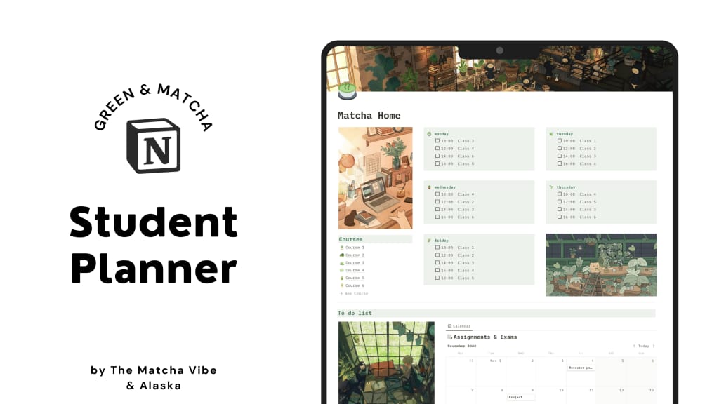 Green & Matcha Student Planner 템플릿 스크린샷