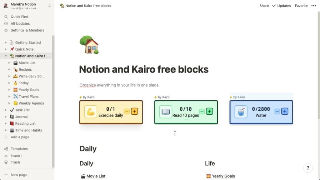 KairoによるKairo Blocks Notionウィジェット