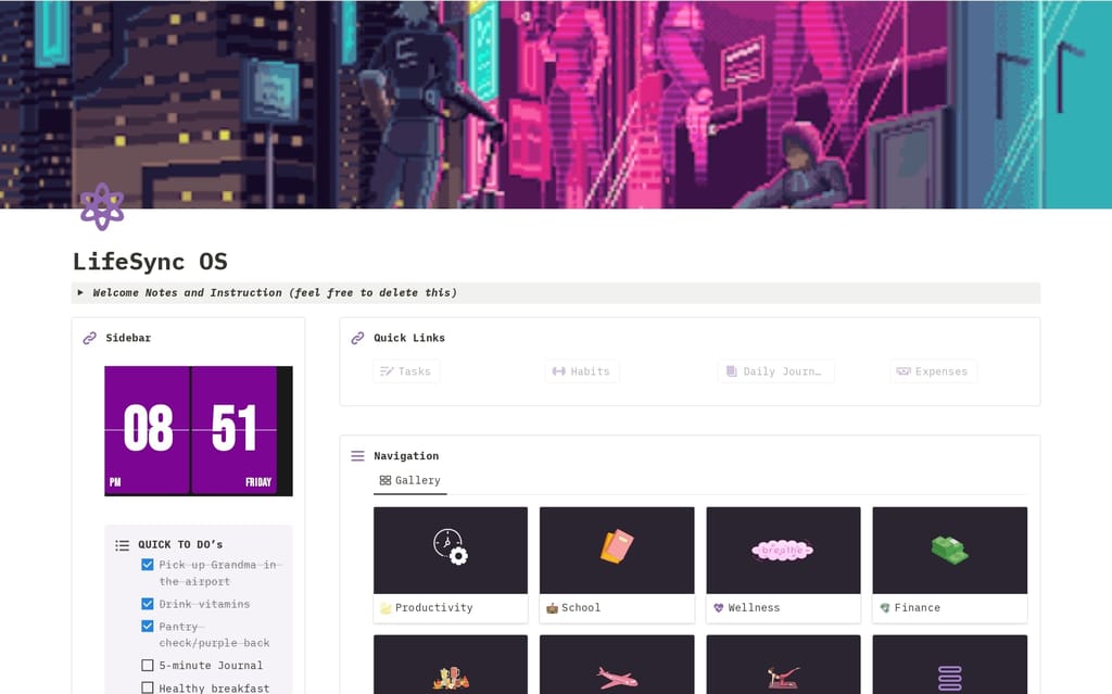 LifeSync OSテンプレートのスクリーンショット