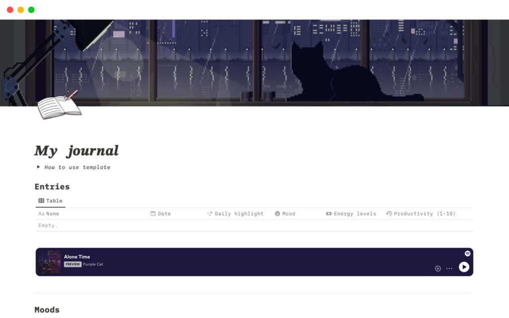 정신 건강 저널 템플릿 스크린샷