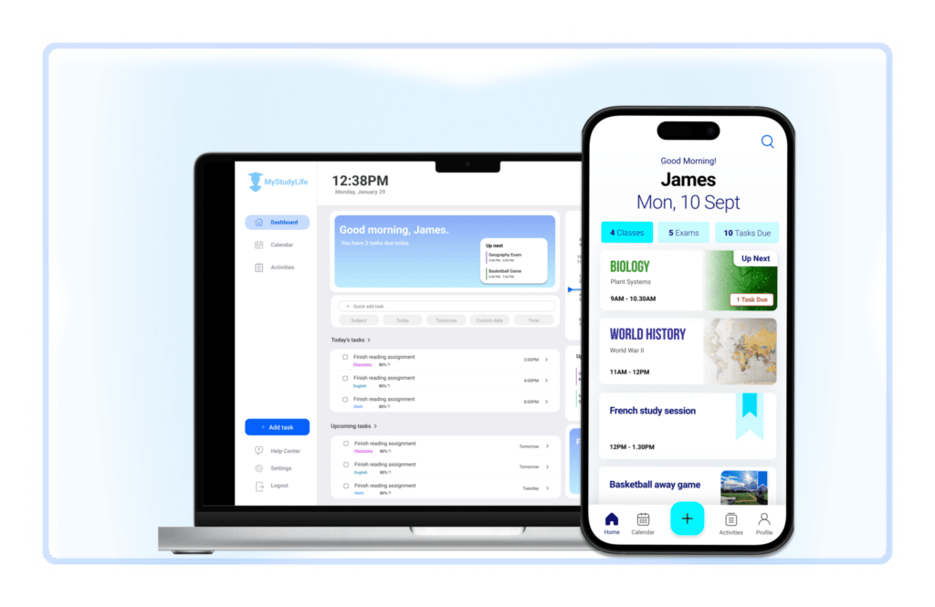 Captura de pantalla de MyStudyLife en diferentes dispositivos