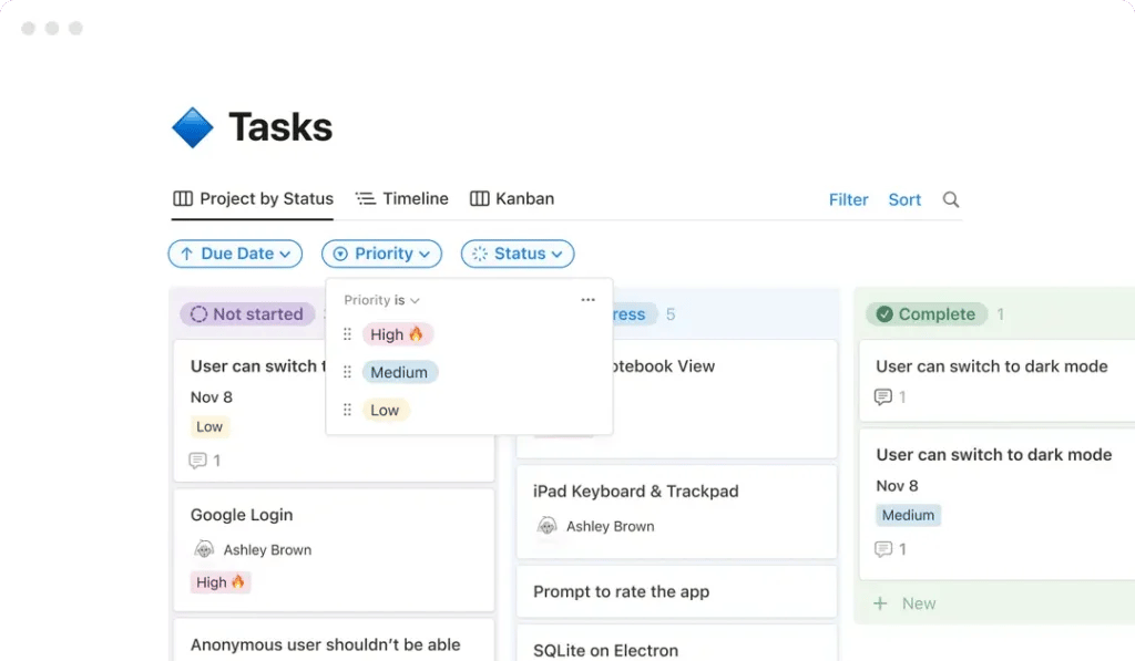 Screenshot der Notion-App