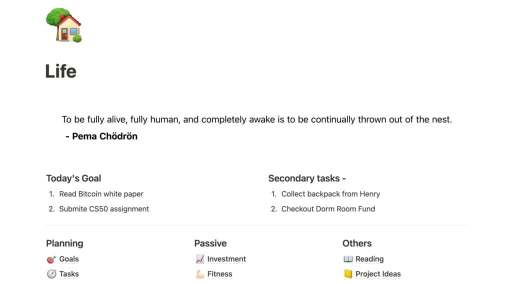 Widget de citações do Notion da Indify