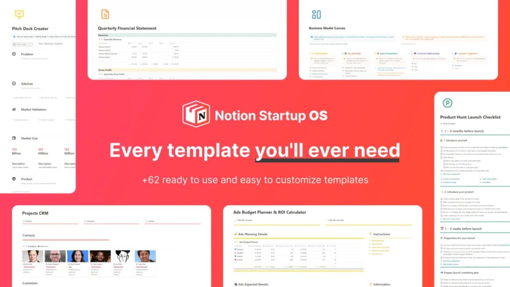 Notion Startup OS 템플릿 스크린샷