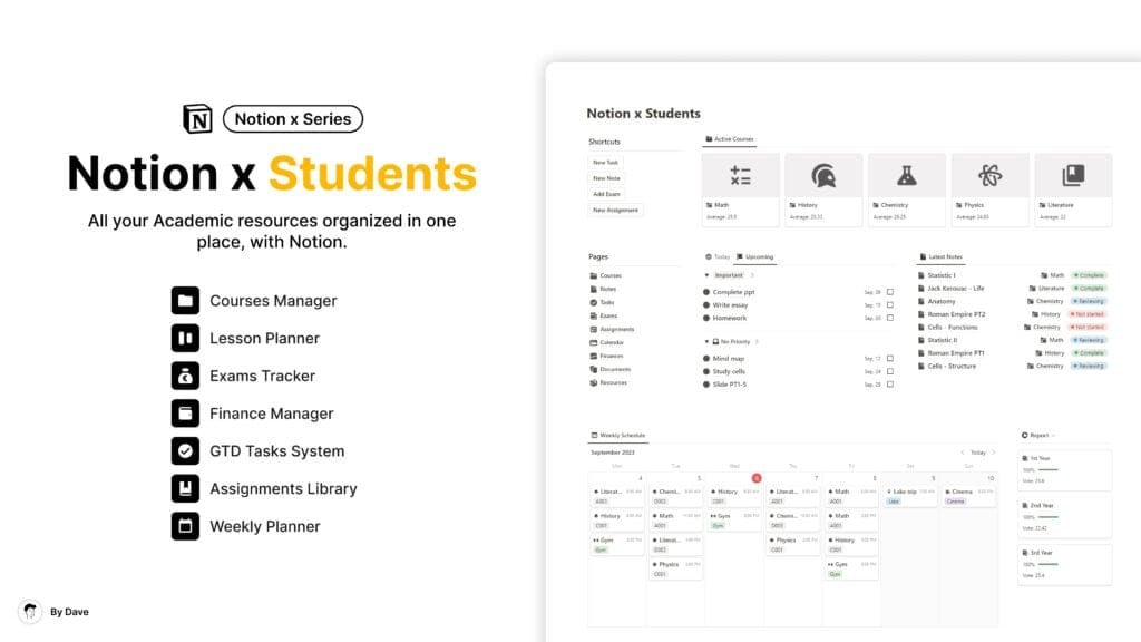 Notion x Students テンプレートのスクリーンショット