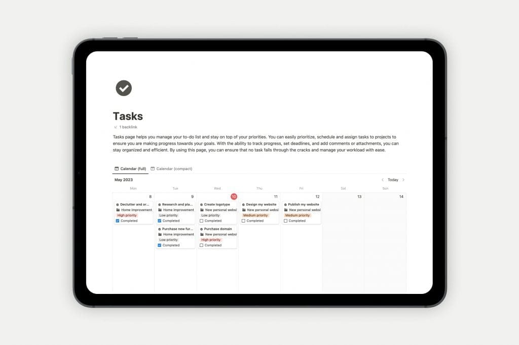 Second Brain 템플릿 스크린샷