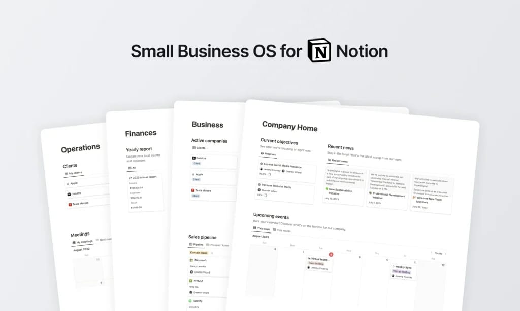 Small Business OS 템플릿 스크린샷