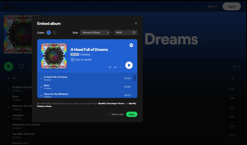 Spotifyのプレイリストを埋め込む