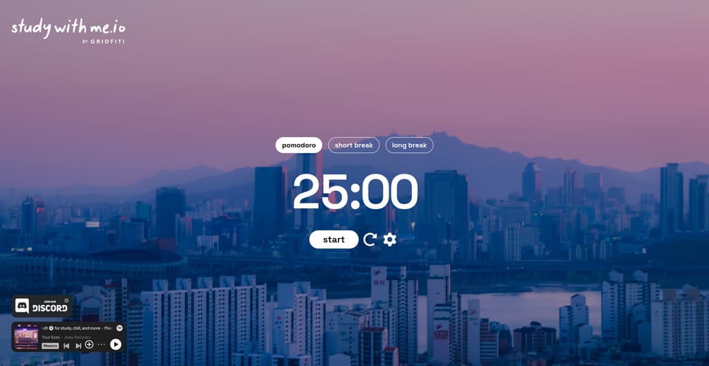 Widget Notion minuteur Pomodoro esthétique StudyWithMe.io