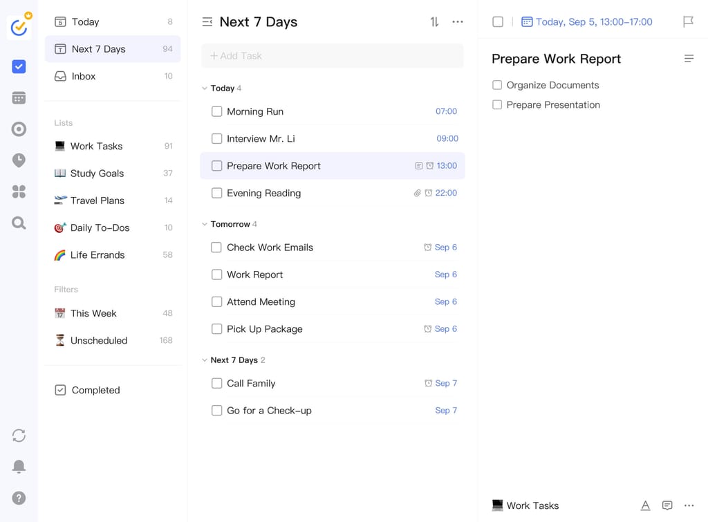 TickTick 스크린샷
