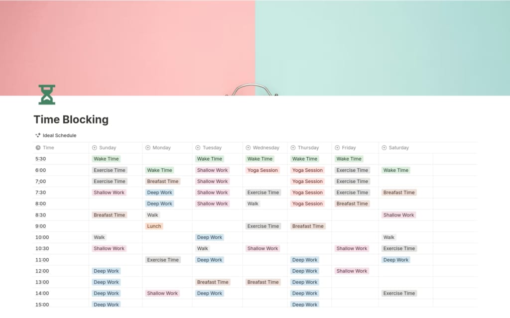 Modèle Time Blocking Calender par Hansel Systems