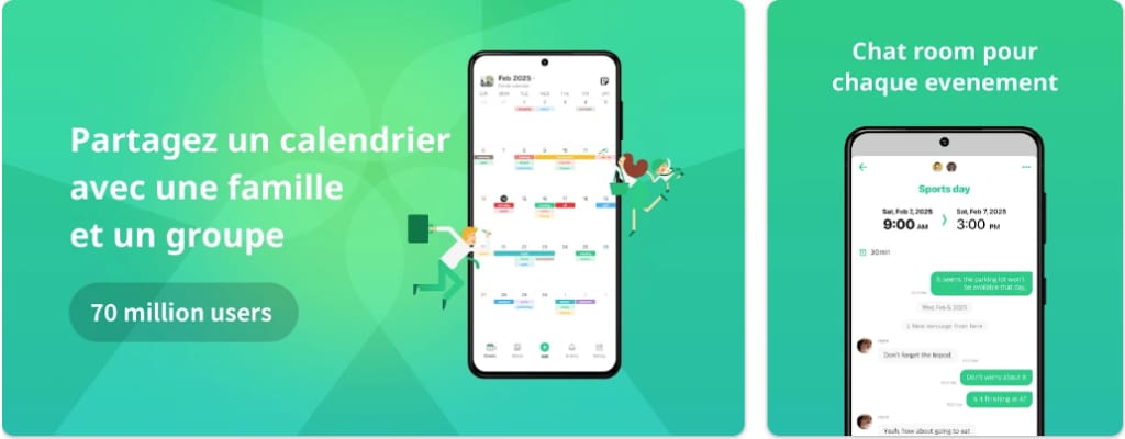 TimeTree auf Android: geteilte Kalender für Familien oder Gruppen und eventbasierte Kommentare/Notizen zur einfachen Abstimmung von Plänen.