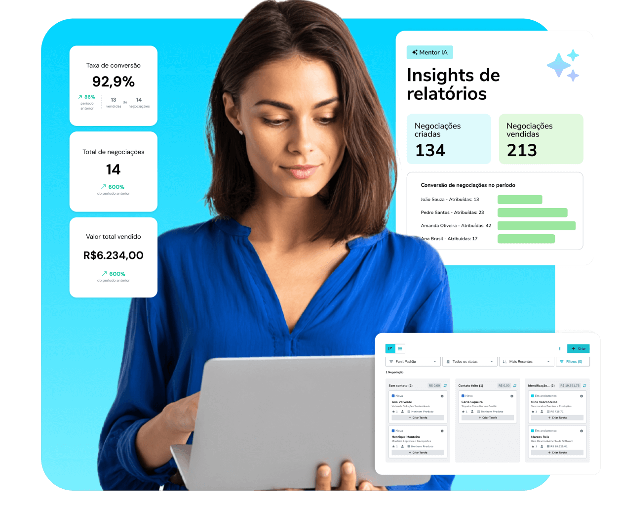 Pipeline de vendas do RD Station CRM com integração ao WhatsApp