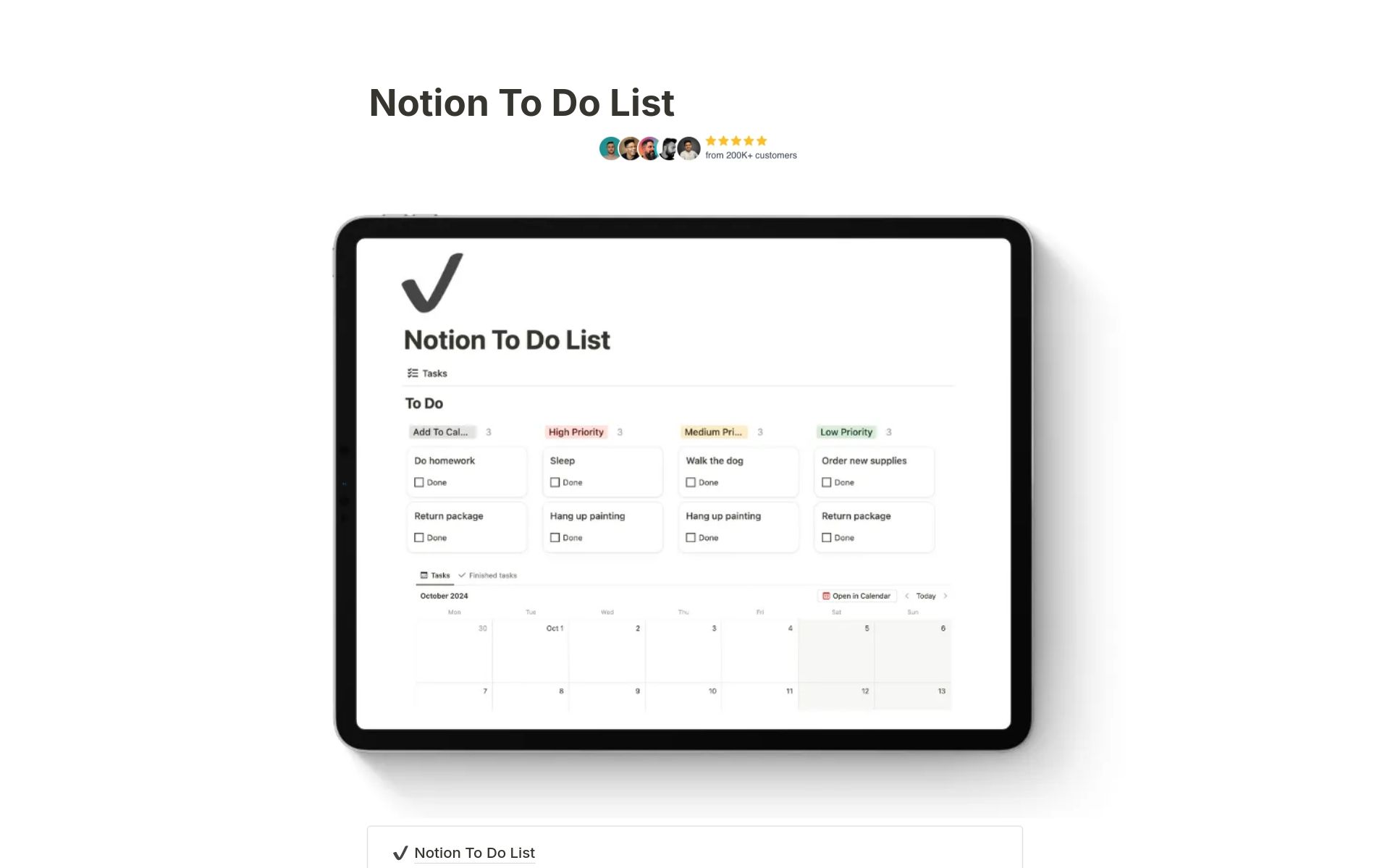 Simple To Do List template by Pascio with tasks sorted by priority level using color-coded tags and a calendar sidebar.