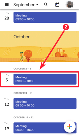 Tippen Sie auf den Termin