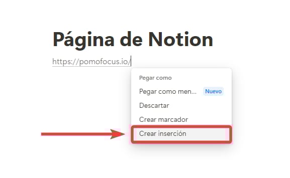 Insertando un widget en Notion copiando y pegando la URL