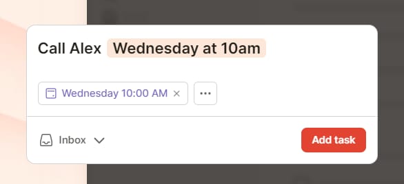Eine Todoist-Aufgabe „Alex anrufen