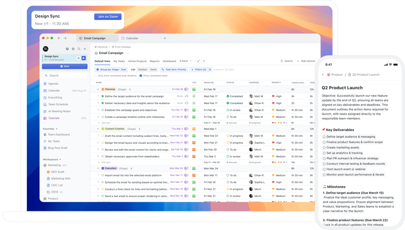 Motion AI 플래너의 자동 스케줄링 화면
