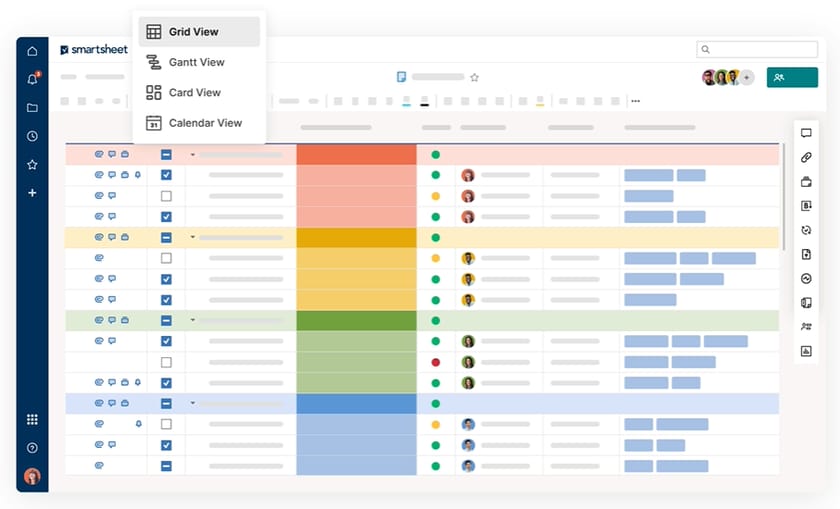 Captura de tela do Smartsheet